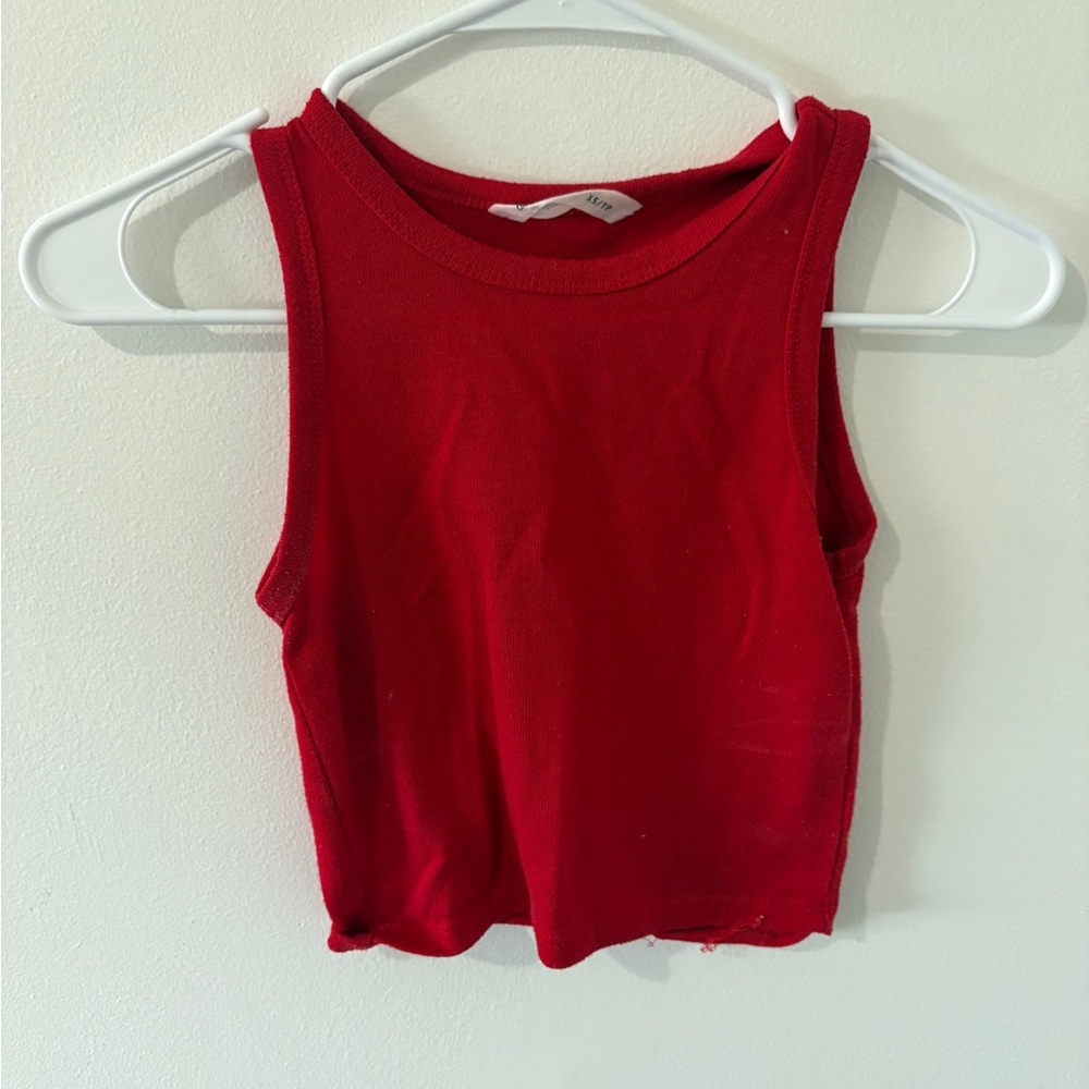 Bluenotes Red Fitted Crop Tank Top